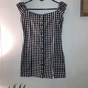 Black & White Checkered Button-Down Mini Dress